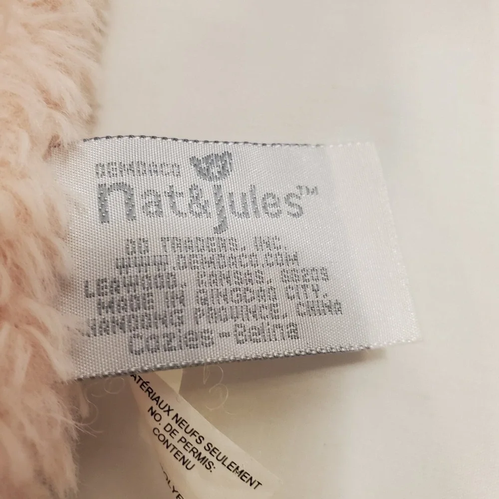Demdaco Nat & Jules Plush Bunny‎ Rabbit Lovey Pink White Security Blanket